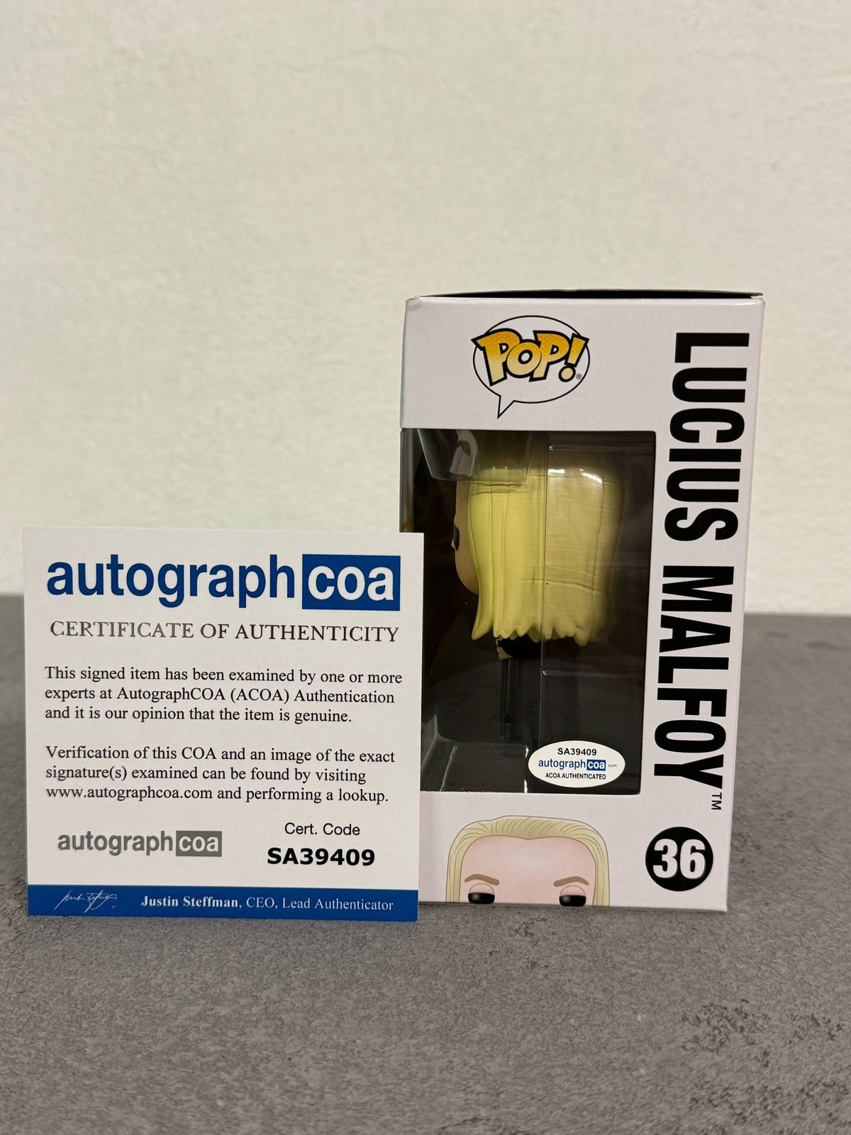 Funko Pop! #36 Harry Potter: Lucius Malfoy - podepsaný hercem Jason Isaacs