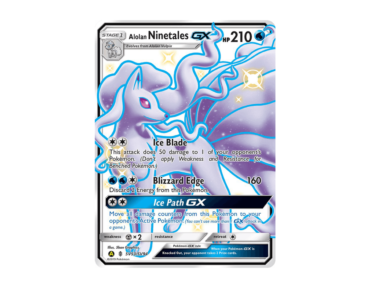 Pokémon Alolan Ninetales-GX HFSV SV53/94 (Hidden Fates Shiny Vault)