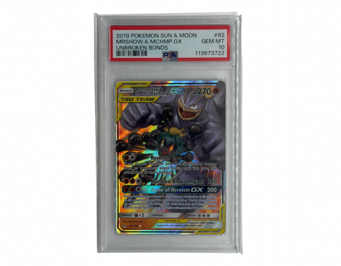 Pokémon Marshadow & Machamp GX (UNB 82) - PSA 10 - Unbroken Bonds