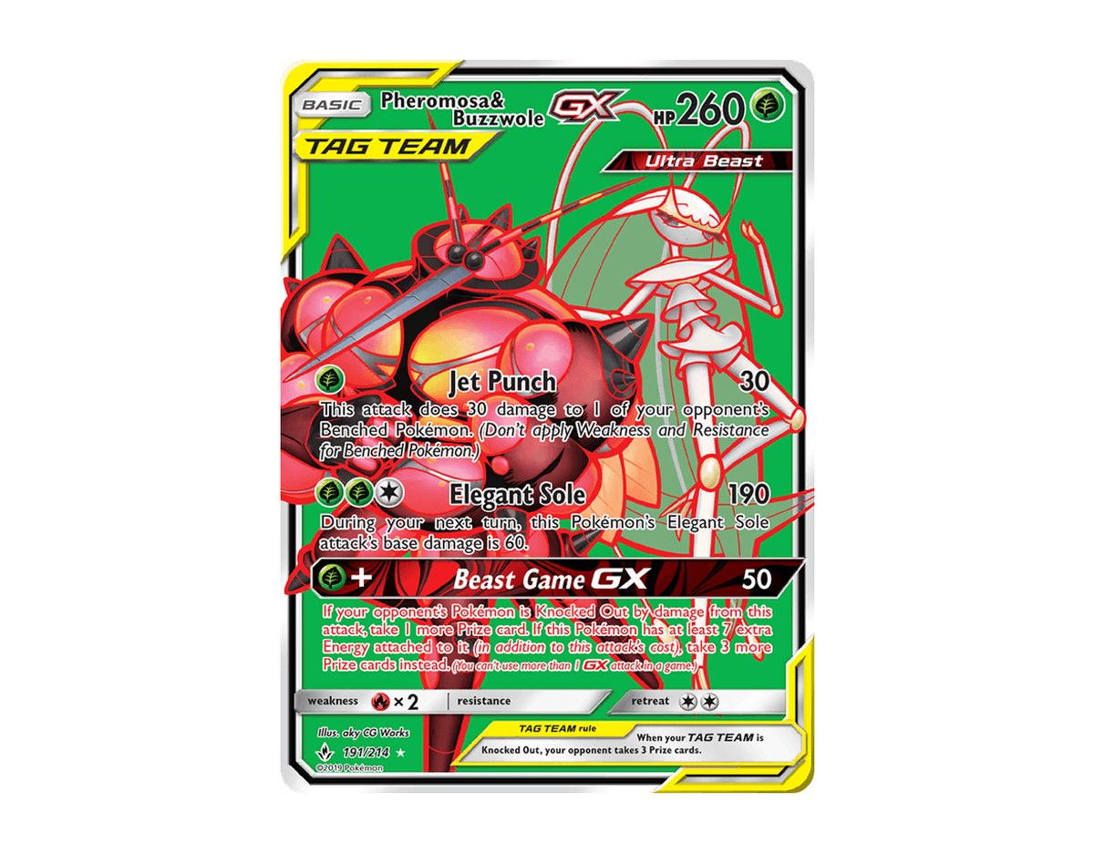 Pokémon Pheromosa & Buzzwole GX UB 191/214 (Unbroken Bonds)